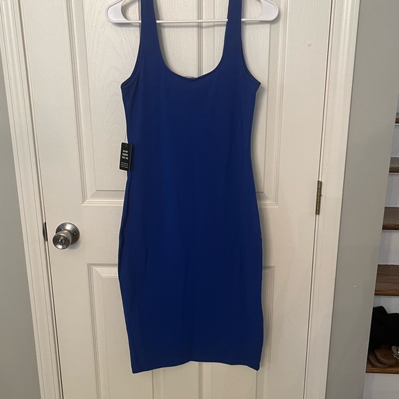 Express Asymmetrical Button Up Bodycon Midi Dress - Picture 3 of 5